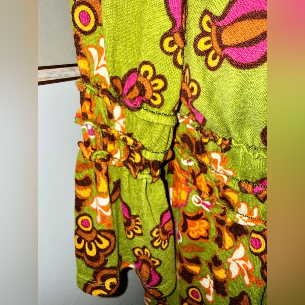 Judith March Green Boho Floral Dress | Retro V-Neck Empire Waist - Picture 6 of 8